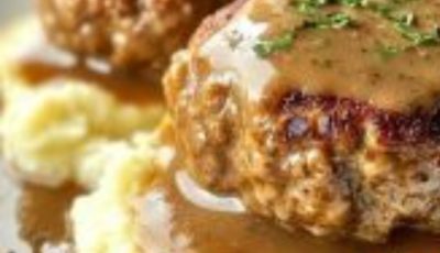 Slow Cooker Salisbury Steak with Garlic Herb Gravy