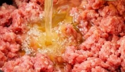 Pour chicken broth over ground beef, plus 3 ingredients, into slow cooker for a creamy meal that’s the one everyone asks for