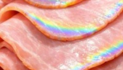 Pulled deli ham from the fridge and noticed a rainbow-like shine on the slices. Is that normal?