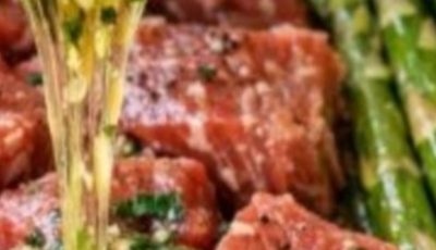 Low Carb Garlic Butter Steak and Asparagus Bake