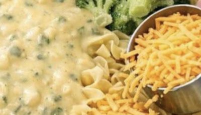 Baked Cheddar Broccoli Noodle Casserole!