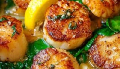 Seared Scallops with Lemon and Spinach